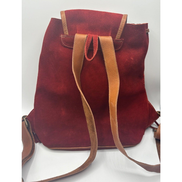 Unique Suede Handmade Boho Backpack Embroidered Tribal Aztec Southwest Hippy - Picture 4 of 7